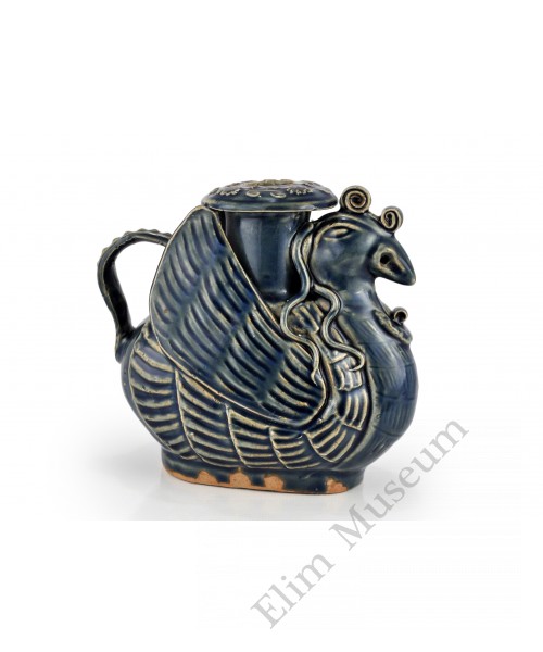 1466  A blue glaze phoenix shape kendi